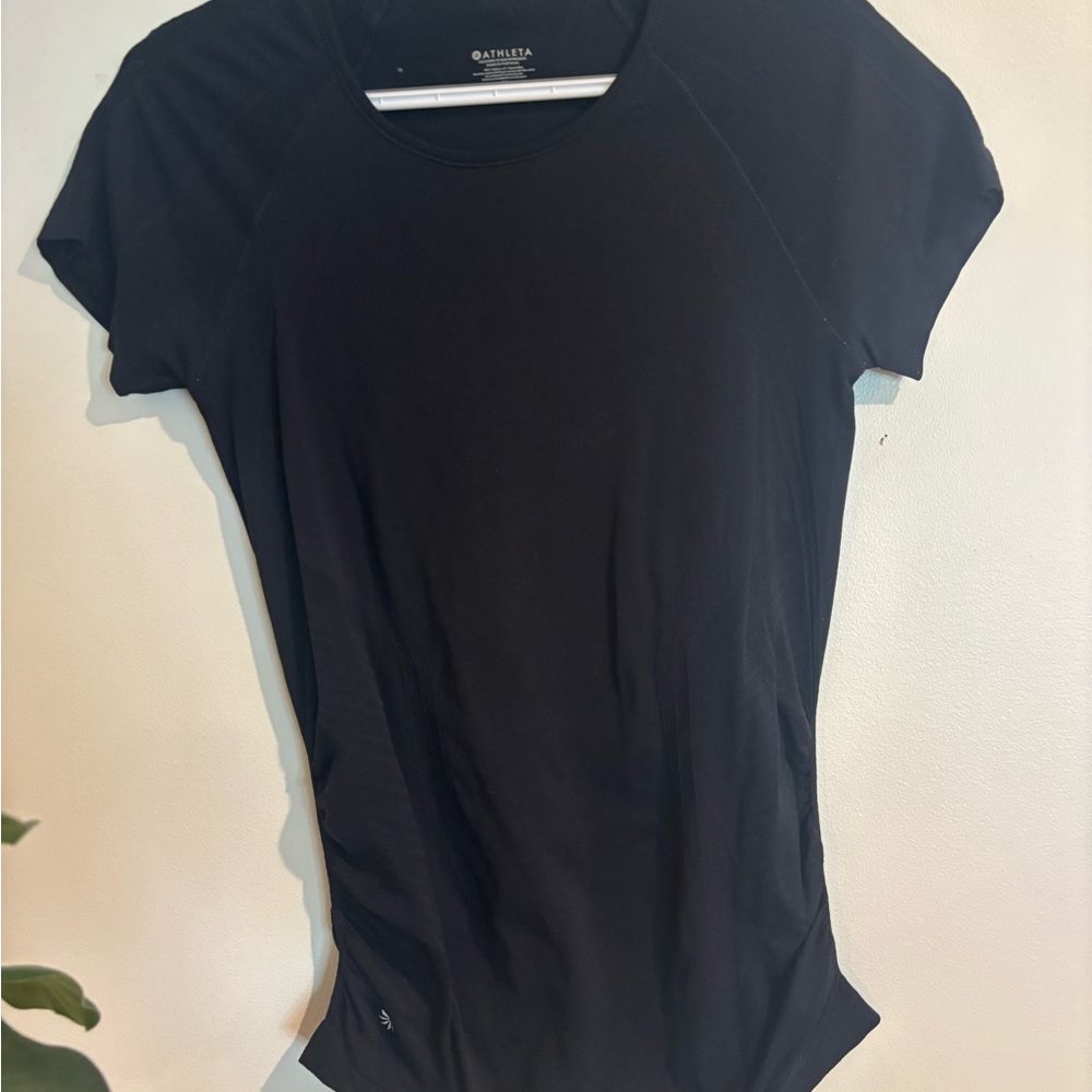 Athleta Black Fitted Short Sleeve Bodysuit